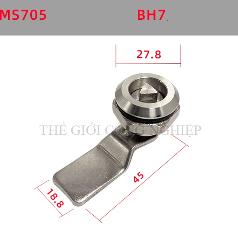 Khóa tủ điện inox 304 MS705 – dạng tam giác, dạng một rãnh, khóa trụ, khóa nắp thùng rác, khóa chuyển cam