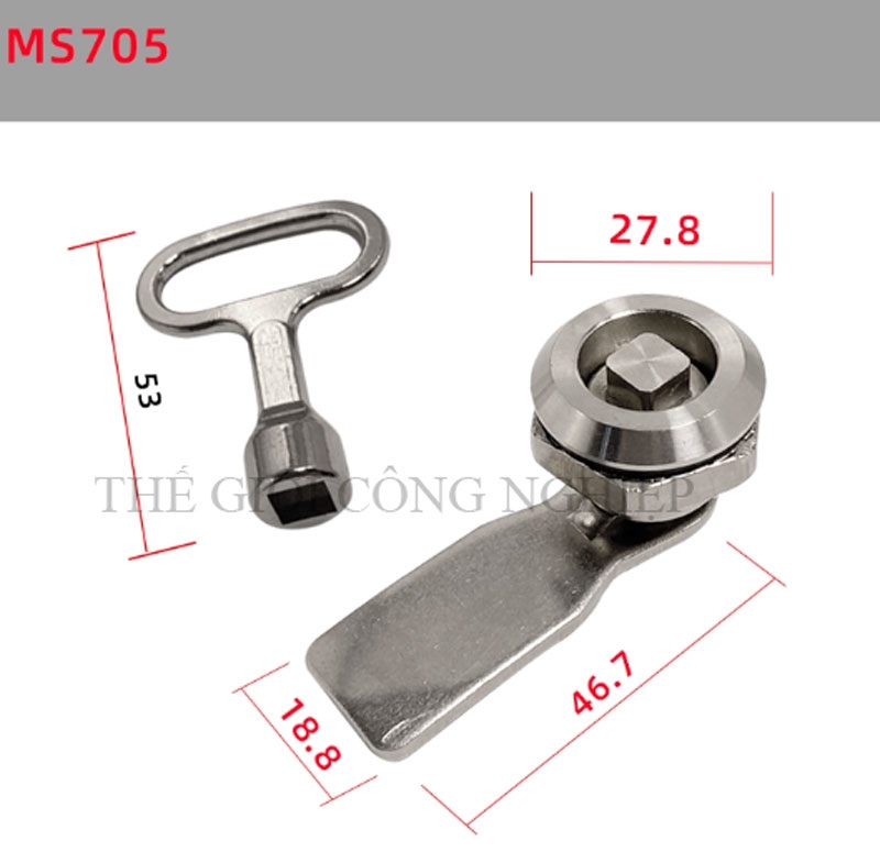 Khóa tủ điện inox 304 MS705 – dạng tam giác, dạng một rãnh, khóa trụ, khóa nắp thùng rác, khóa chuyển cam