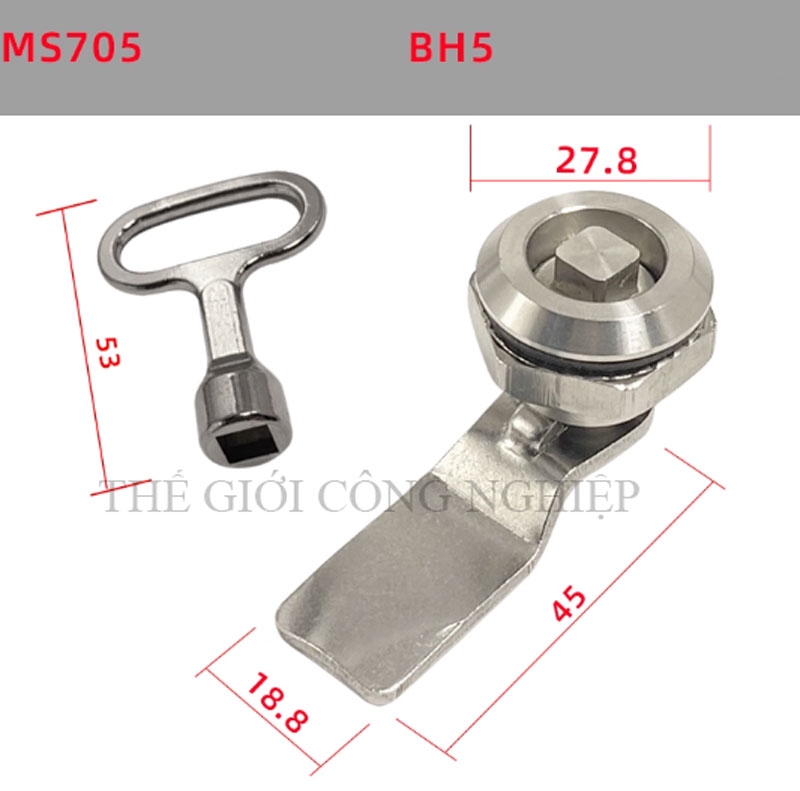 Khóa tủ điện inox 304 MS705 – dạng tam giác, dạng một rãnh, khóa trụ, khóa nắp thùng rác, khóa chuyển cam