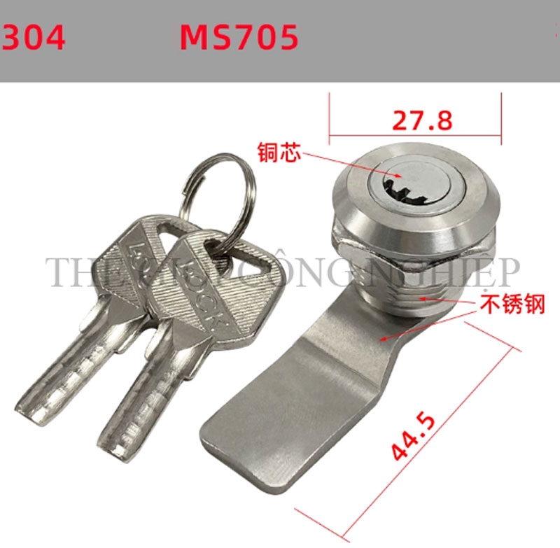 Khóa tủ điện inox 304 MS705 – dạng tam giác, dạng một rãnh, khóa trụ, khóa nắp thùng rác, khóa chuyển cam