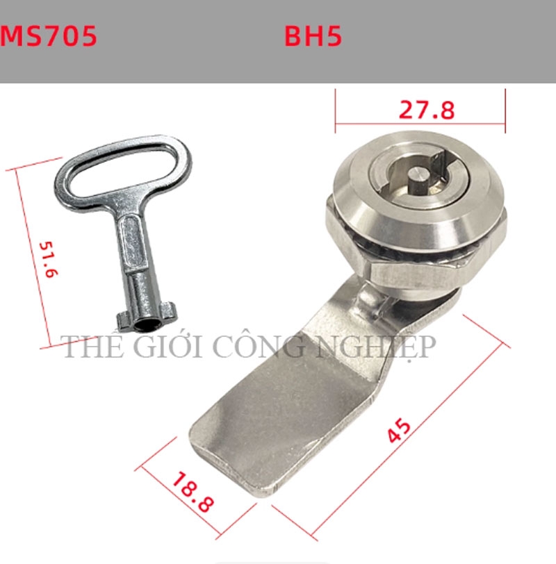 Khóa tủ điện inox 304 MS705 – dạng tam giác, dạng một rãnh, khóa trụ, khóa nắp thùng rác, khóa chuyển cam