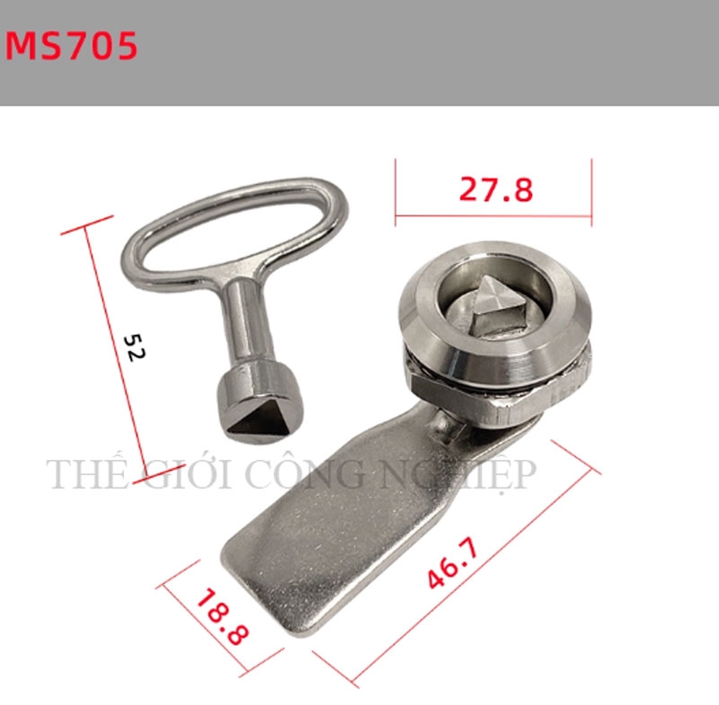 Khóa tủ điện inox 304 MS705 – dạng tam giác, dạng một rãnh, khóa trụ, khóa nắp thùng rác, khóa chuyển cam
