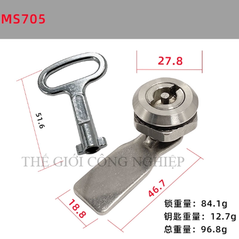 Khóa tủ điện inox 304 MS705 – dạng tam giác, dạng một rãnh, khóa trụ, khóa nắp thùng rác, khóa chuyển cam
