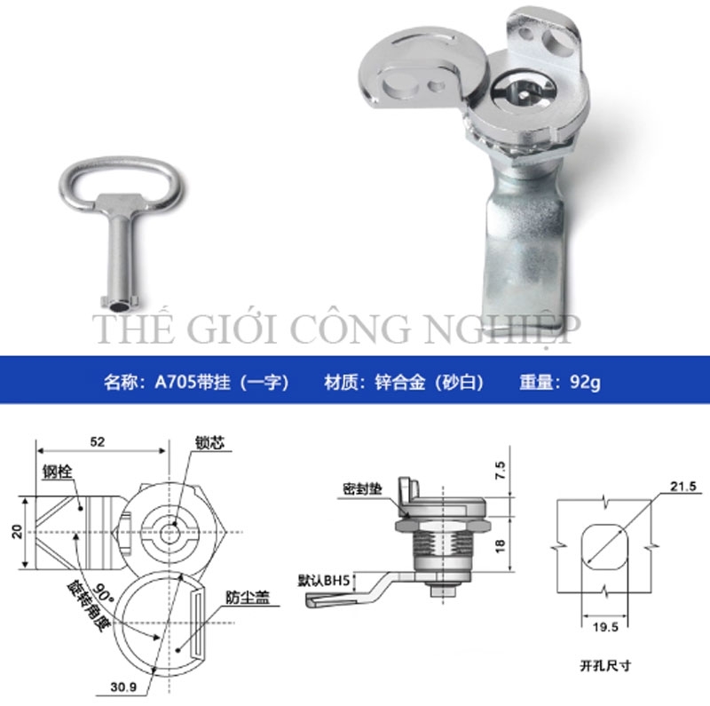 Khóa tủ điện inox A705/A705-3A – Khóa trụ, khóa cam, khóa tam giác đa năng cho tủ điện