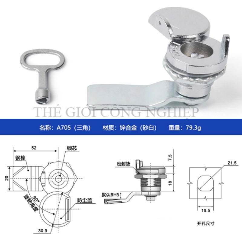 Khóa tủ điện inox A705/A705-3A – Khóa trụ, khóa cam, khóa tam giác đa năng cho tủ điện