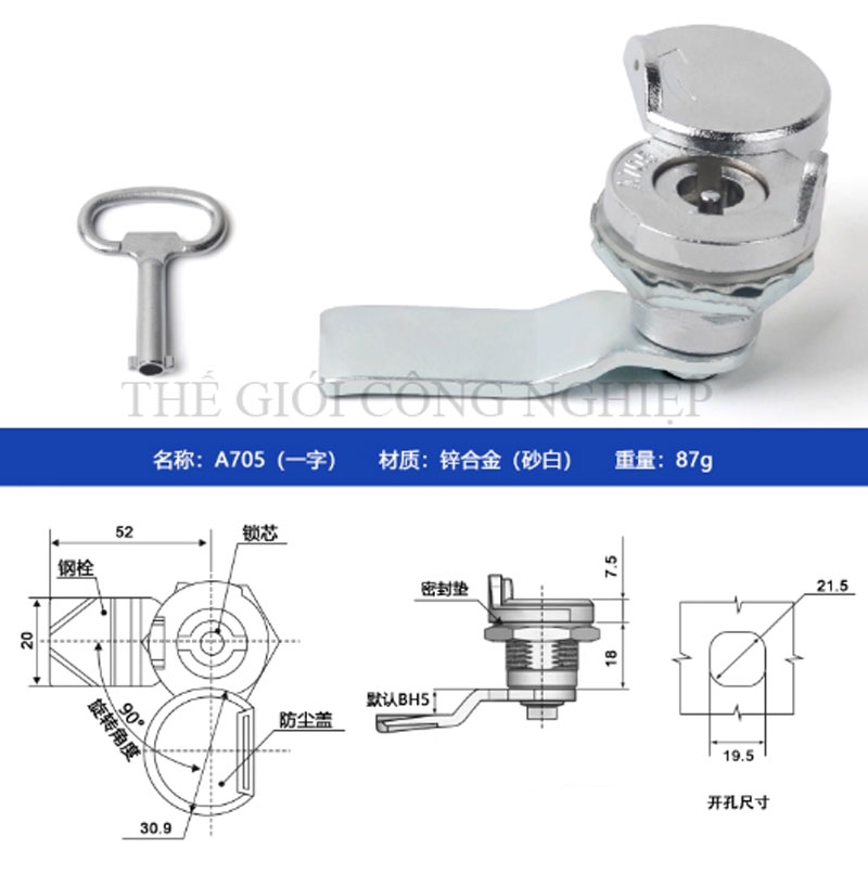 Khóa tủ điện inox A705/A705-3A – Khóa trụ, khóa cam, khóa tam giác đa năng cho tủ điện