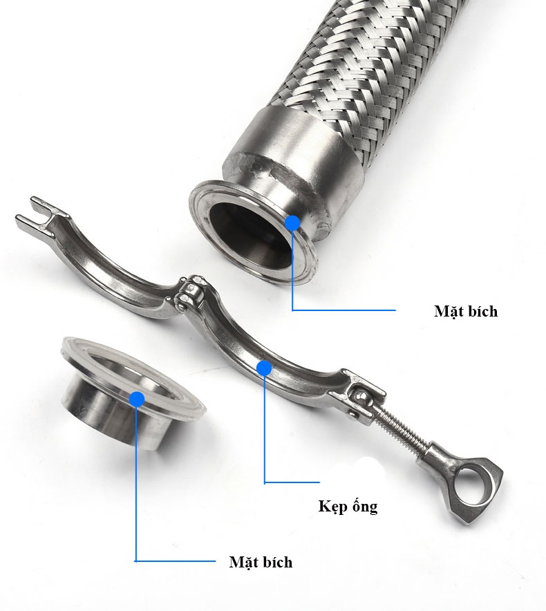 Khớp Nối Mềm Inox Đầu Tháo Nhanh