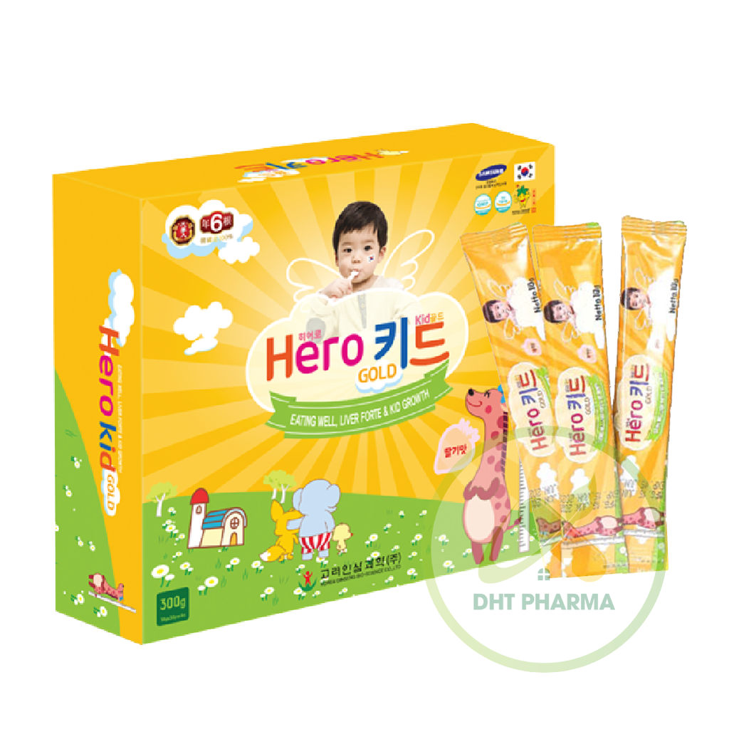 HeroKid Gold hỗ trợ tăng cường sức đề kháng, giúp xương chắc khỏe (Hộp 30 gói)