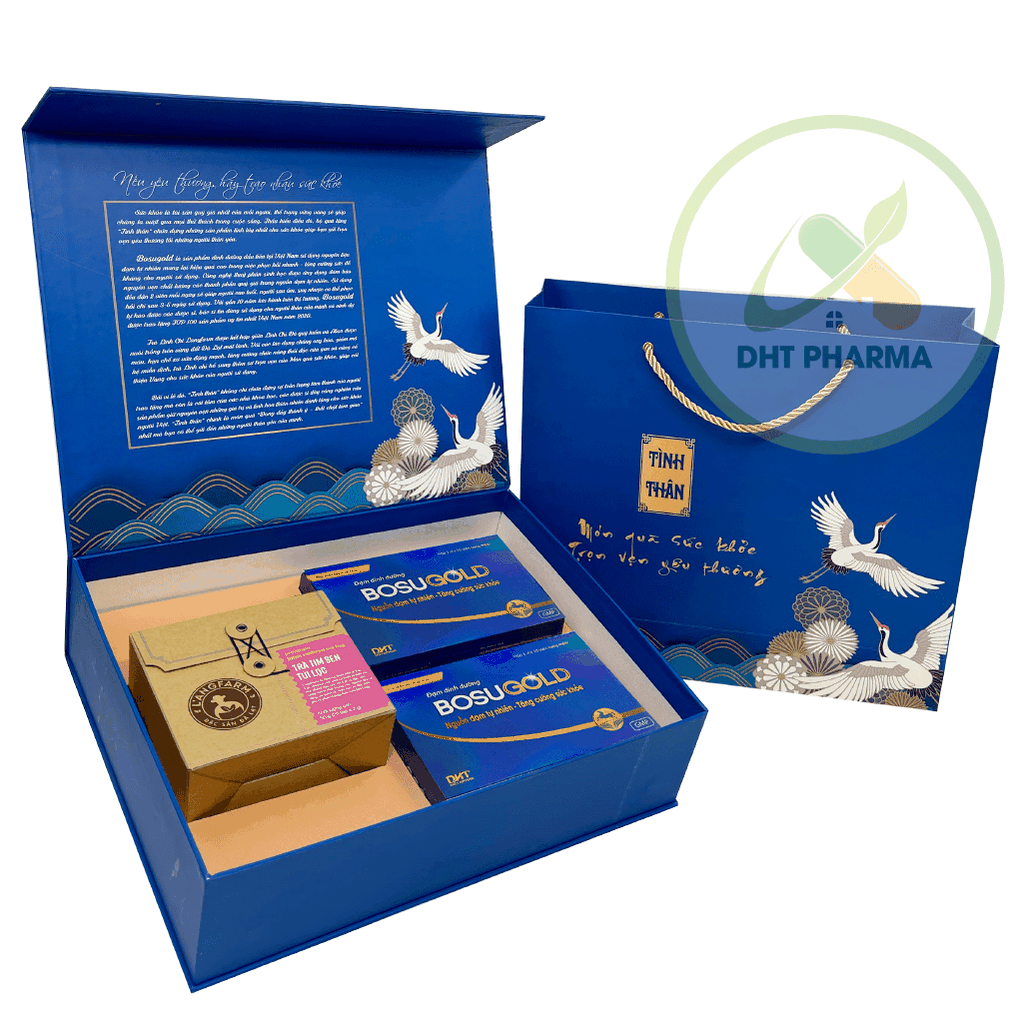 Set Quà Tình Thân: Đạm dinh dưỡng Bosugold và Trà Tâm Sen Langfarm