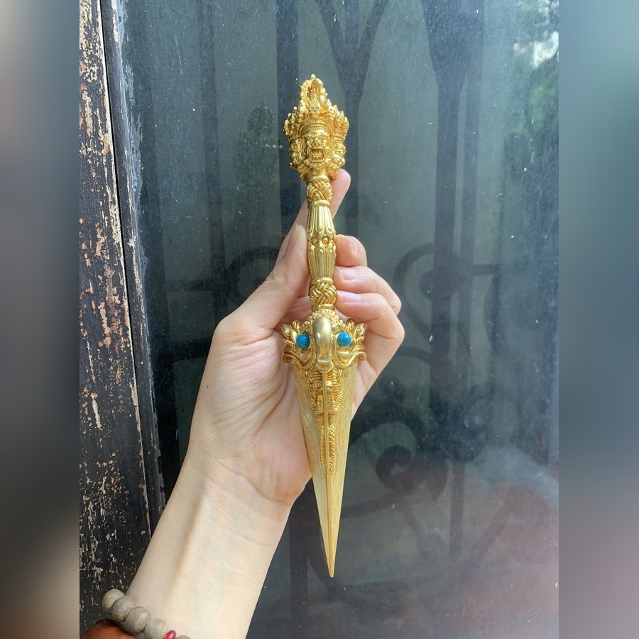 Đao Kim Cang Phurba Đồng Vàng  22CM Vajrakilaya