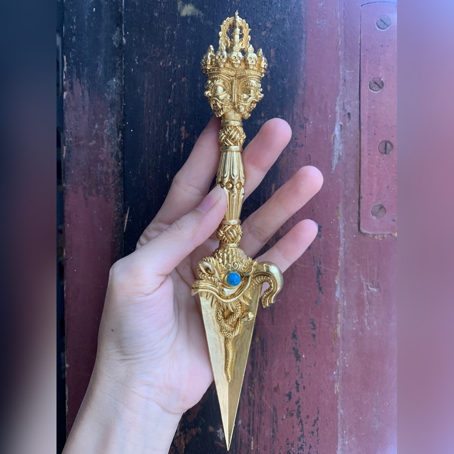 Đao Kim Cang Phurba Đồng Vàng  22CM Vajrakilaya
