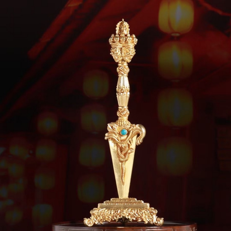 Đao Kim Cang Phurba Đồng Vàng  22CM Vajrakilaya