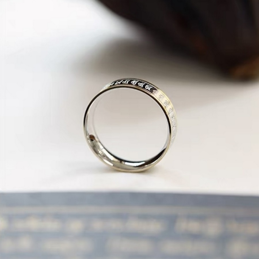 NHẪN THÉP TITAN TÂM CHÚ LĂNG NGHIÊM