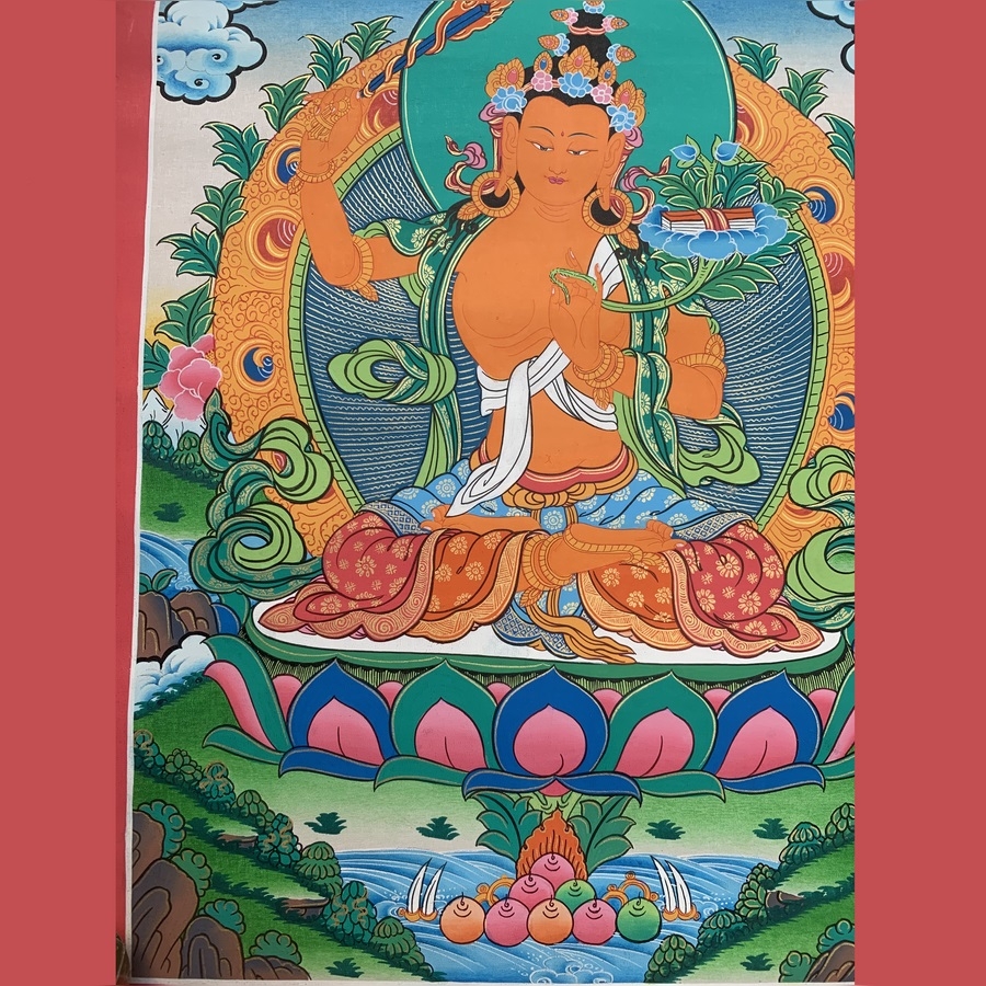 Tranh Thangka Văn Thù 1 - Tranh Vẽ Tay