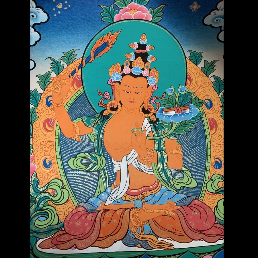 Tranh Thangka Văn Thù 1 - Tranh Vẽ Tay