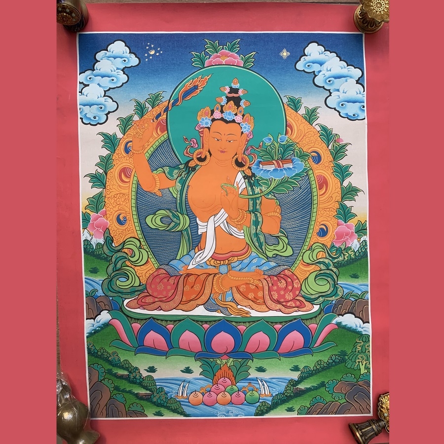 Tranh Thangka Văn Thù 1 - Tranh Vẽ Tay
