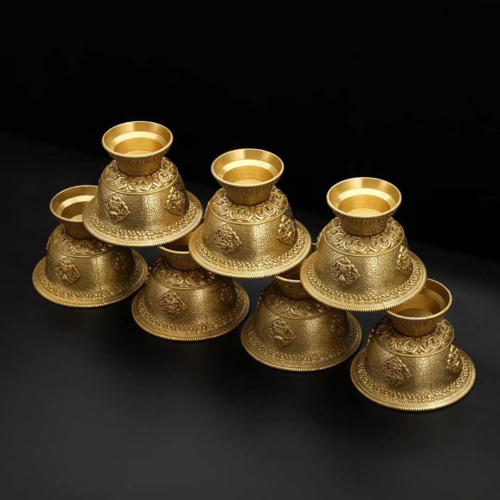 Chén đồng vàng cao cấp - cúng nước và 8 món