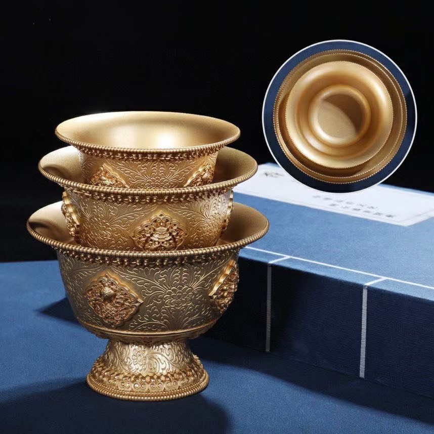 Chén đồng vàng cao cấp - cúng nước và 8 món