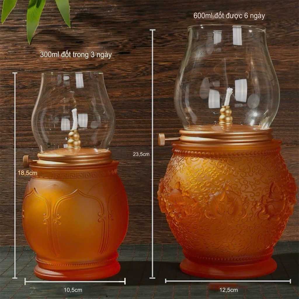 Đèn dầu liuli Bát Kiết Tường