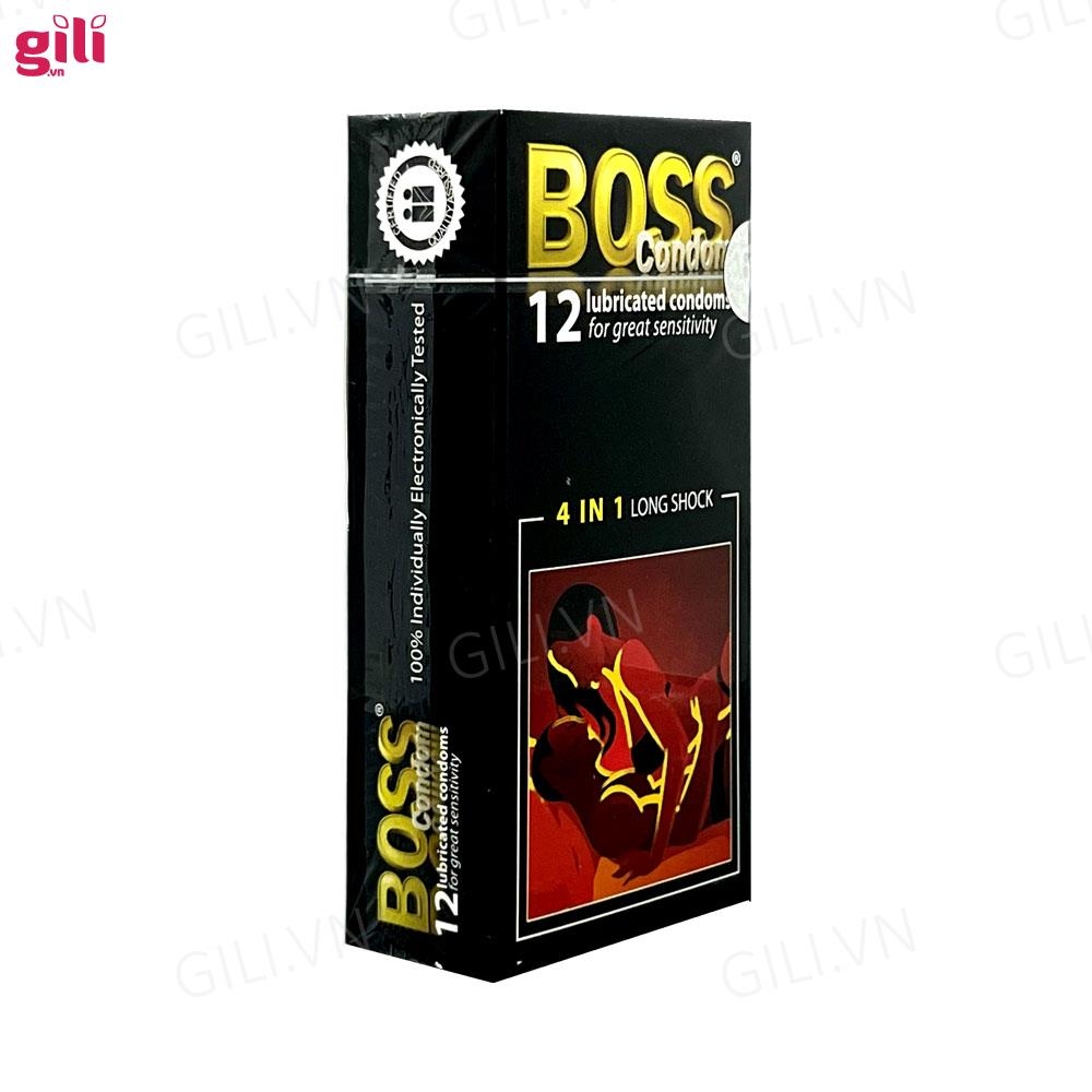 Bao cao su Boss 4in1 Long Shock hộp 12 kéo dài thời gian chính hãng