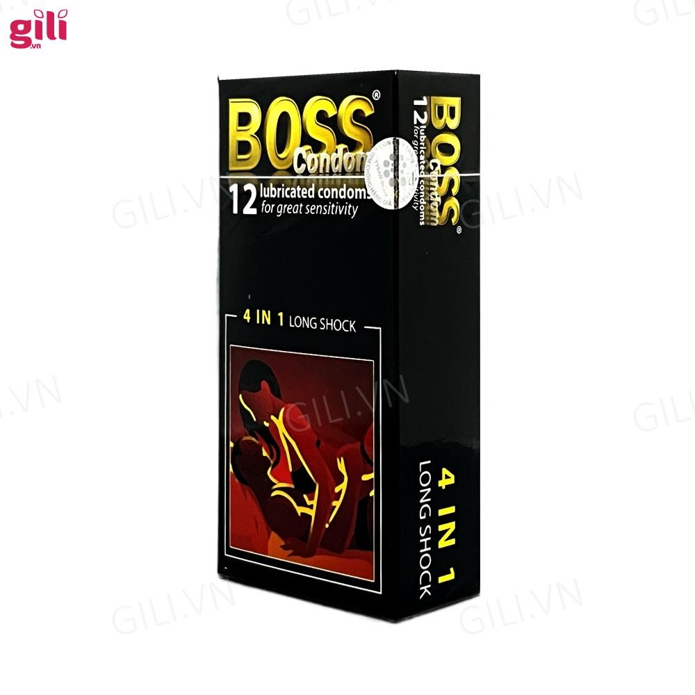 Bao cao su Boss 4in1 Long Shock hộp 12 kéo dài thời gian chính hãng