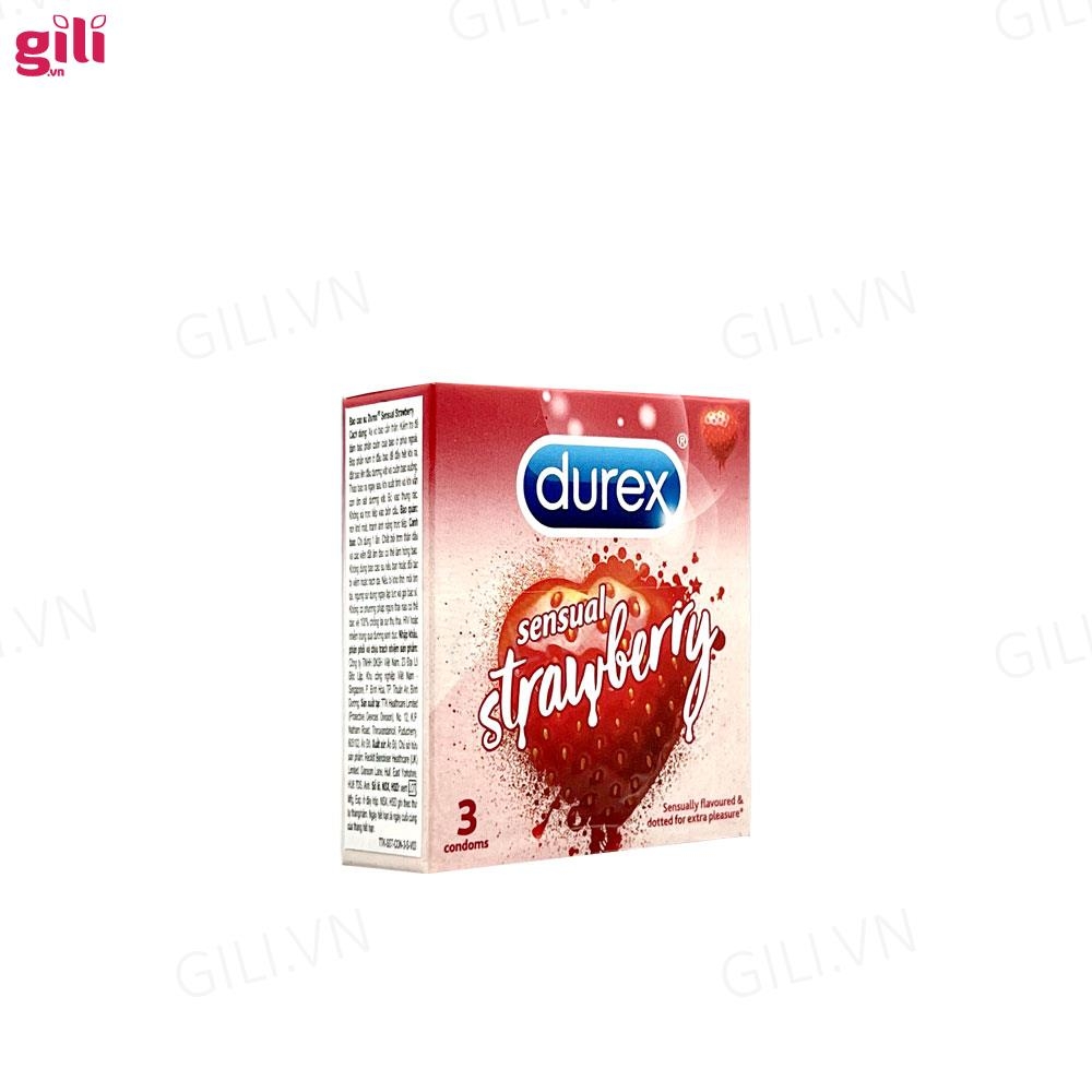 Bao cao su Durex Sensual Strawberry hộp 3 chiếc chính hãng