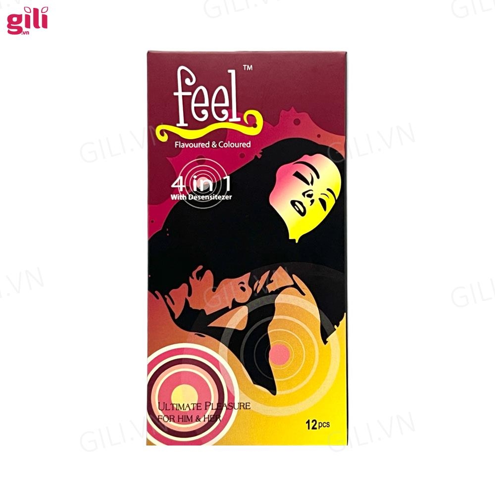 Bao cao su Feel Euphoria 4in1 hộp 12 chiếc kéo dài thời gian chính hãng