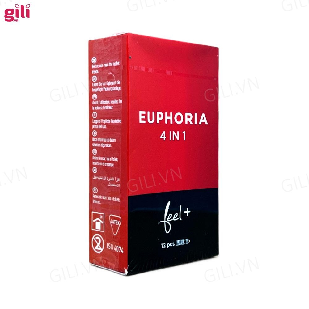 Bao cao su Feel Euphoria 4in1 hộp 12 chiếc kéo dài thời gian chính hãng