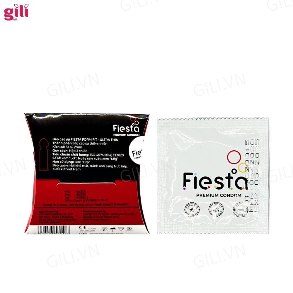 Bao cao su Fiesta Form Fit Ultra Thin hộp 3 chiếc siêu mỏng chính hãng