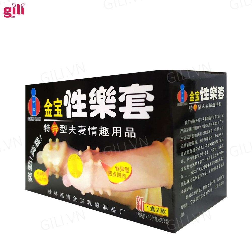 Bao cao su tăng khoái cảm Gold Bi hộp 2 chiếc chính hãng