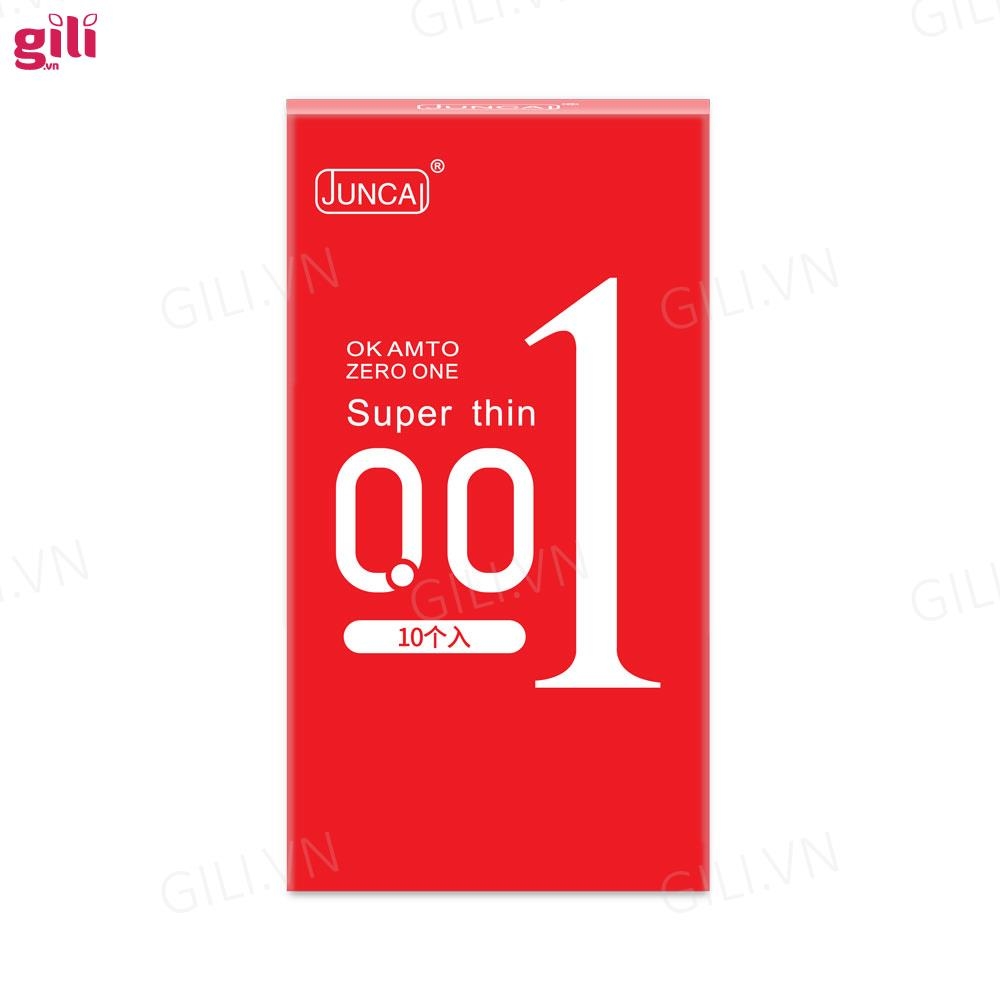 Bao cao su siêu mỏng Juncai 001 Superthin Red hộp 10 chiếc chính hãng