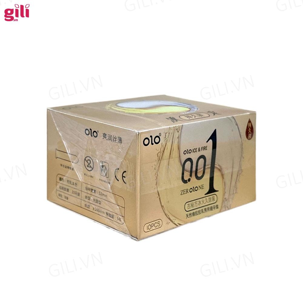 Bao cao su siêu mỏng Olo 0.01 Băng Hoả hộp 10 chiếc chính hãng