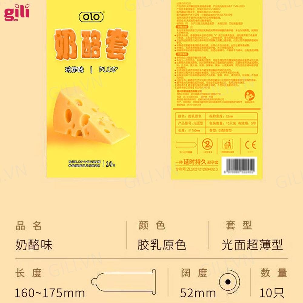 Bao cao su Olo Cheese Plus hộp 10 chiếc siêu mỏng chính hãng