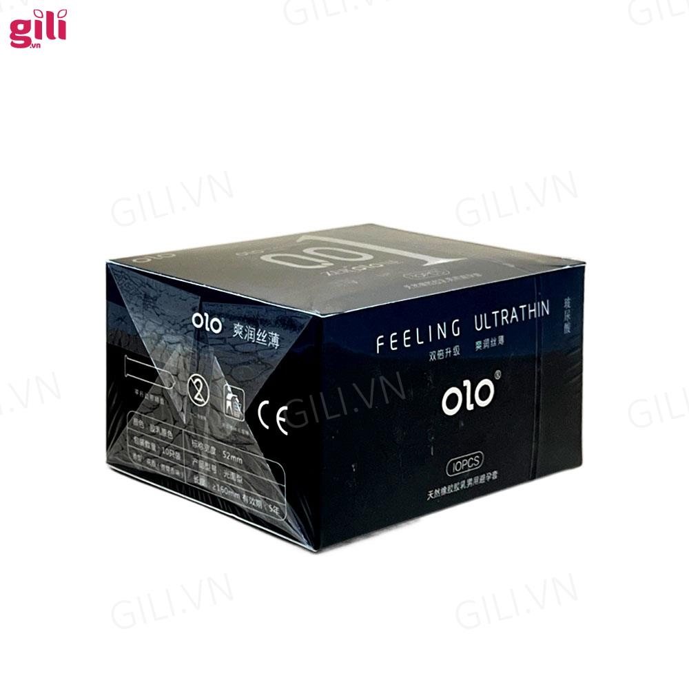 Bao cao su siêu mỏng Olo 0.01 Đen hộp 10 chiếc chính hãng