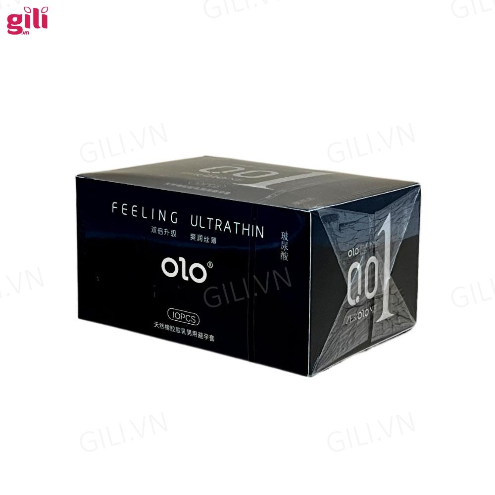 Bao cao su siêu mỏng Olo 0.01 Đen hộp 10 chiếc chính hãng