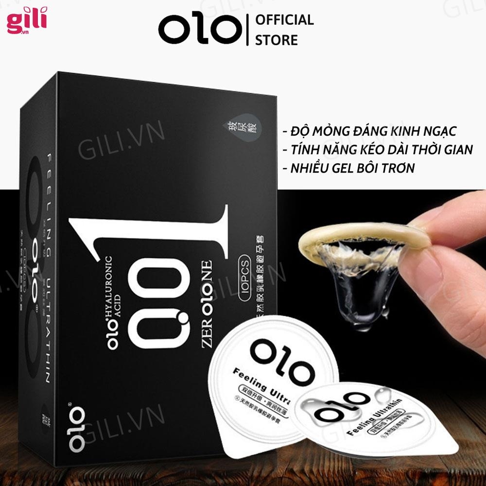 Bao cao su siêu mỏng Olo 0.01 Đen hộp 10 chiếc chính hãng