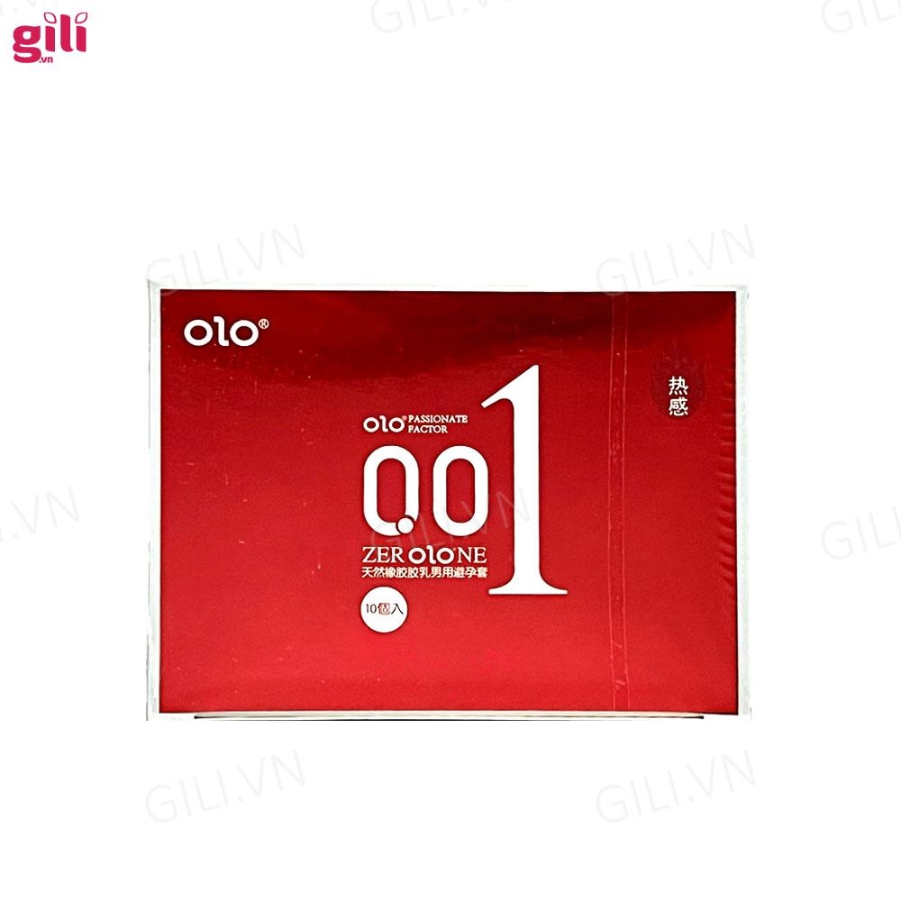 Bao cao su siêu mỏng Olo 0.01 Đỏ hộp 10 chiếc chính hãng