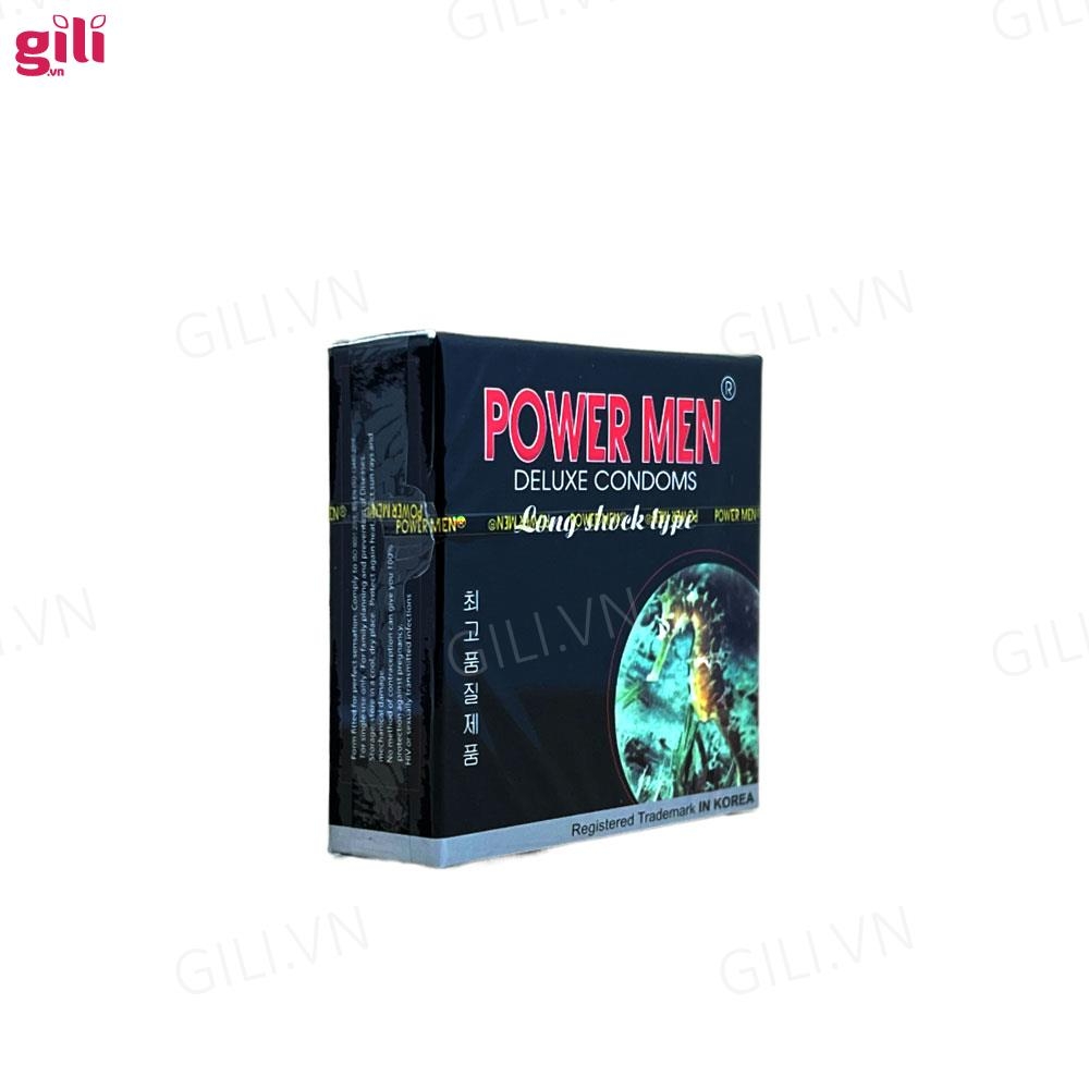 Bao cao su Powermen Cá Ngựa hộp 3 chiếc kéo dài thời gian chính hãng