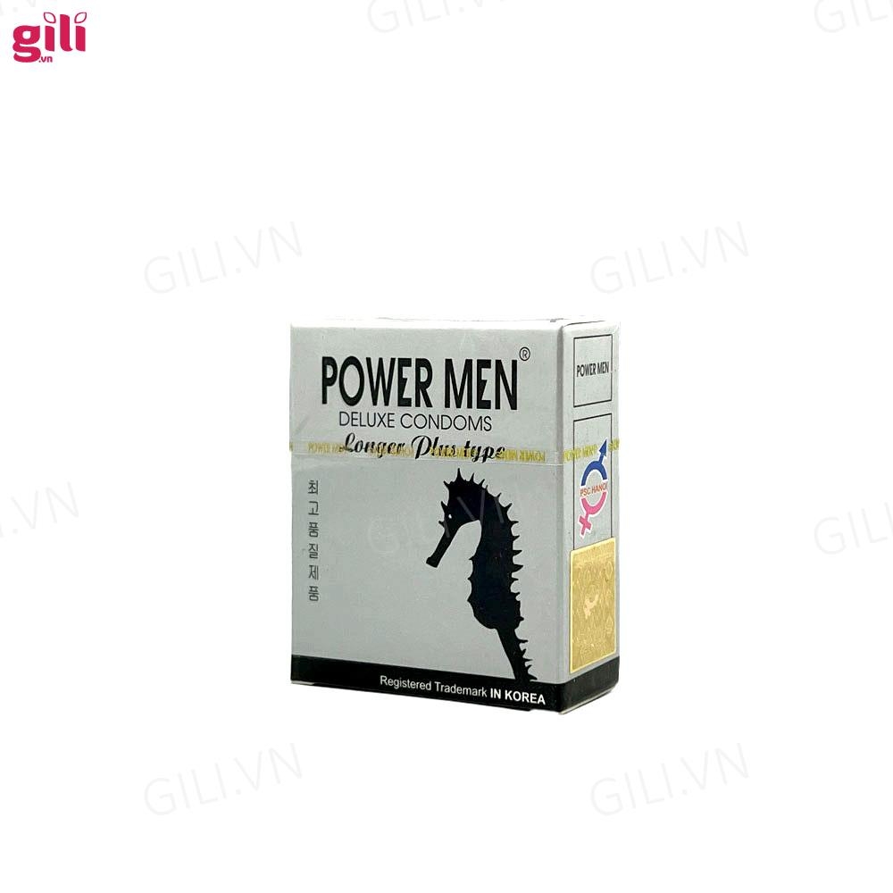 Bao cao su Powermen Longer Plus hộp 3 chiếc kéo dài thời gian chính hãng