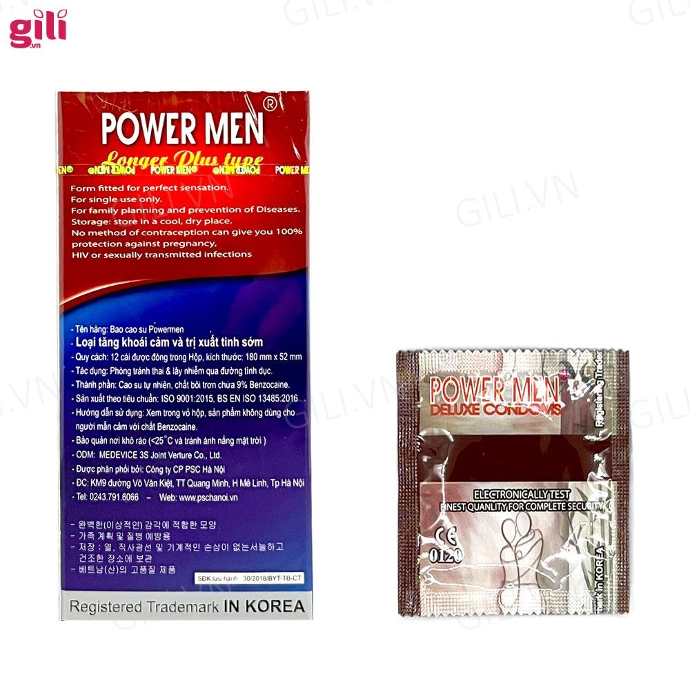 Bao cao su Powermen Ngọc Trai hộp 12 chiếc kéo dài thời gian chính hãng