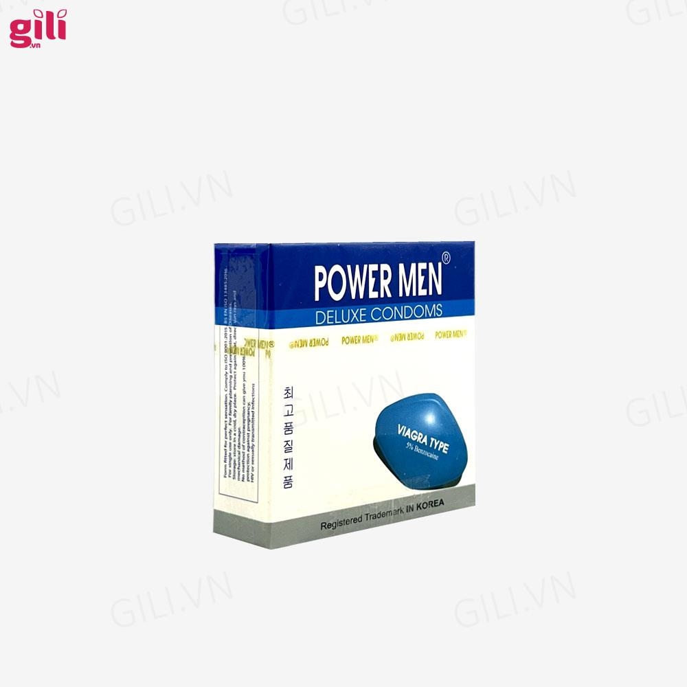 Bao cao su Powermen Viagra hộp 3 chiếc kéo dài thời gian chính hãng