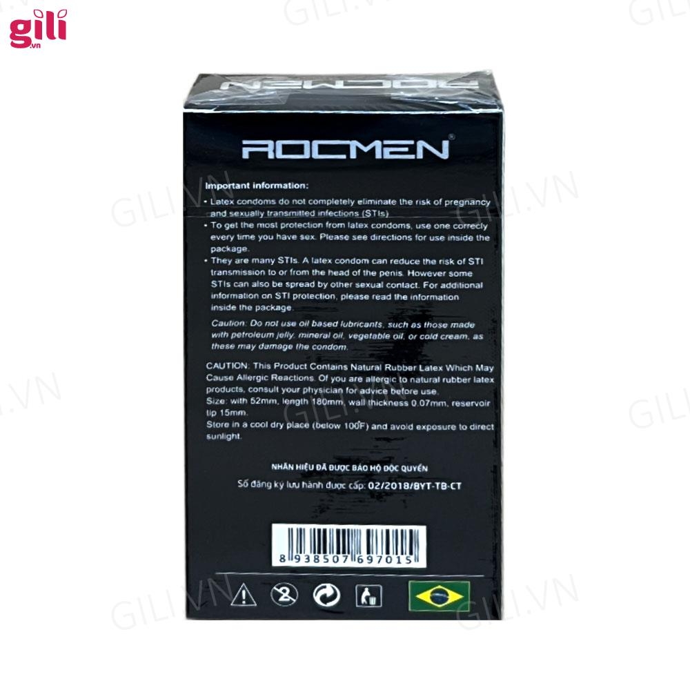 Bao cao su Rocmen Long Shock 4in1 hộp 12 chiếc kéo dài thời gian chính hãng