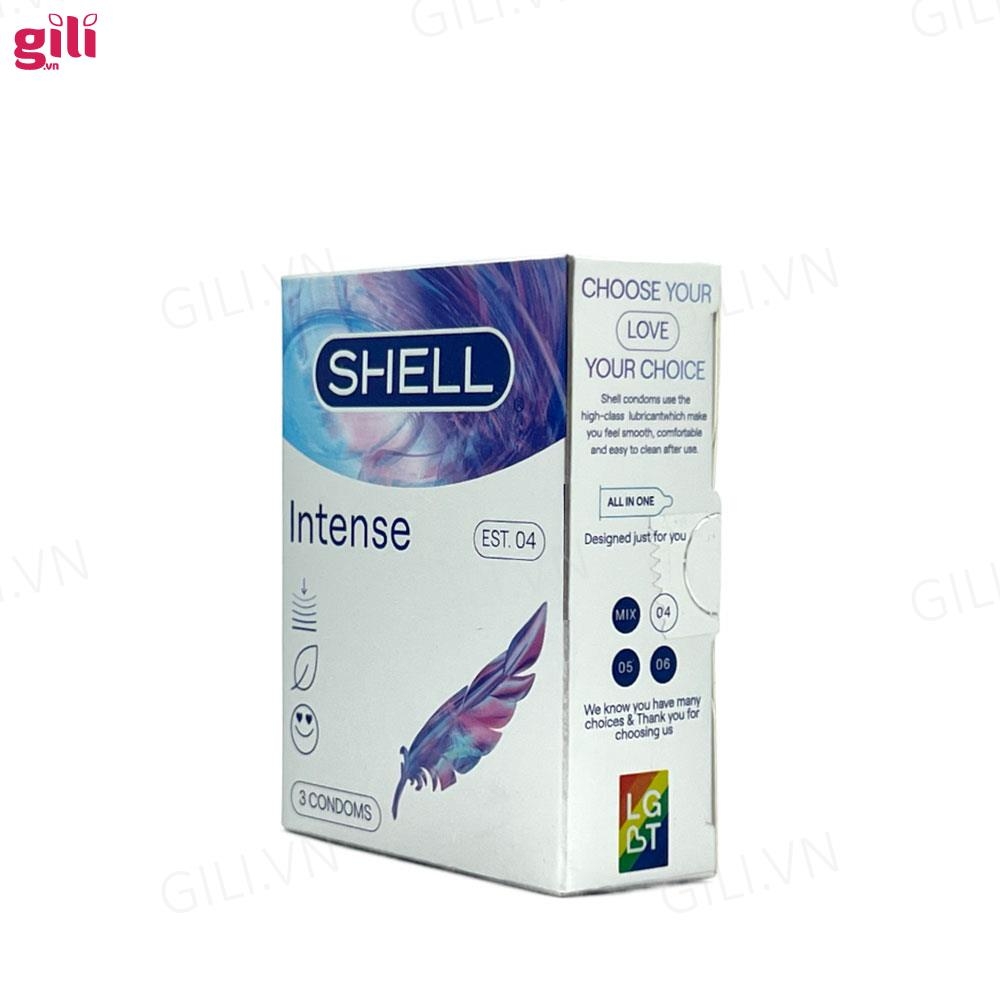 Bao cao su siêu mỏng Shell Intense hộp 3 chiếc chính hãng