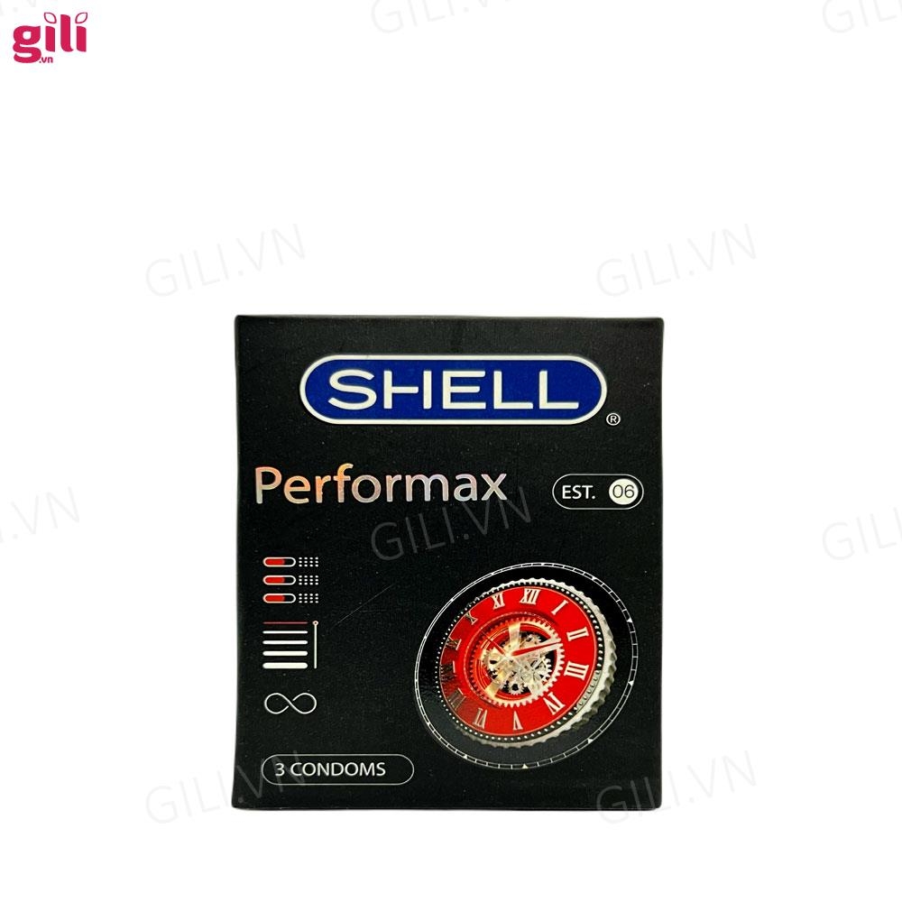 Bao cao su Shell Performax 6in1 hộp 3 chiếc kéo dài thời gian chính hãng