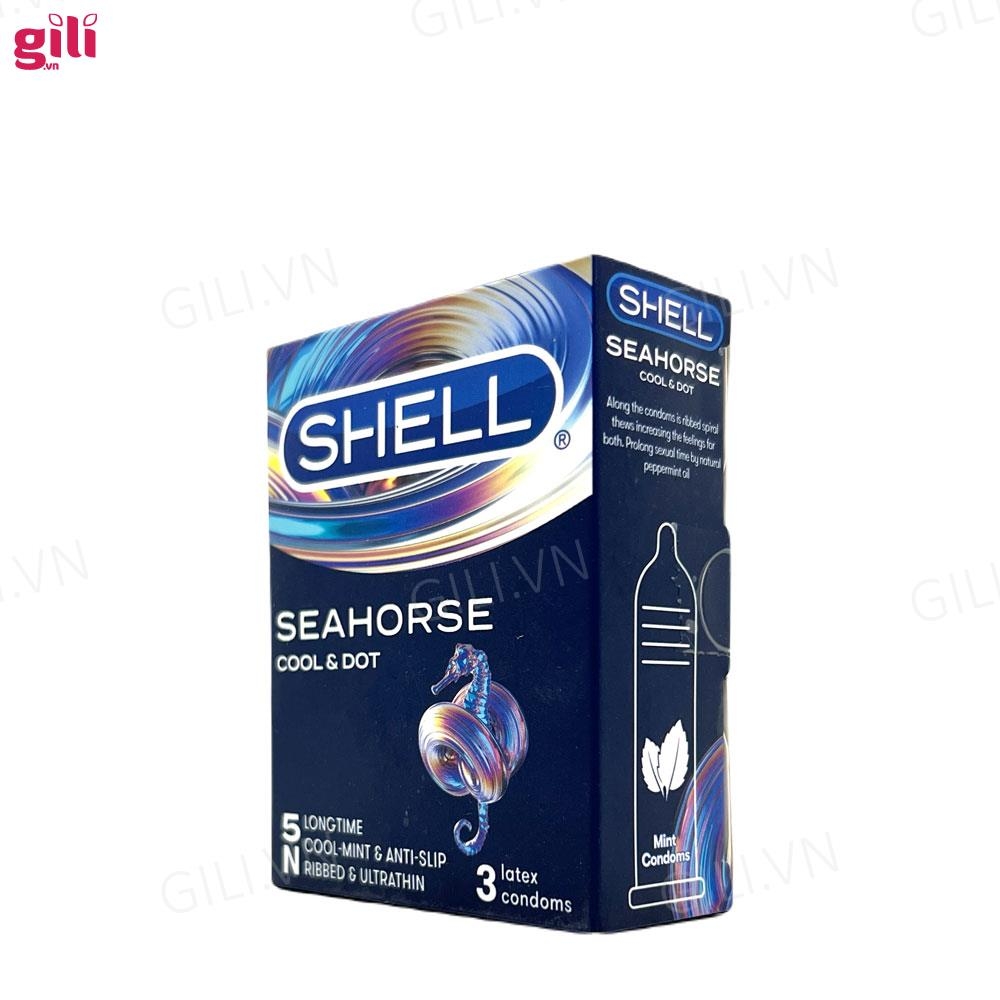 Bao cao su Shell Seahorse hộp 3 chiếc kéo dài thời gian chính hãng