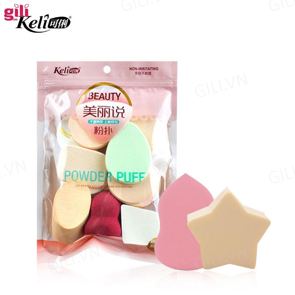 Bông mút trang điểm Keli Powder Puff set 13 miếng chính hãng