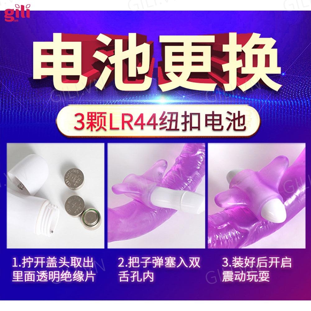 Dương vật giả Aichao 2 đầu silicone trong suốt rung chính hãng