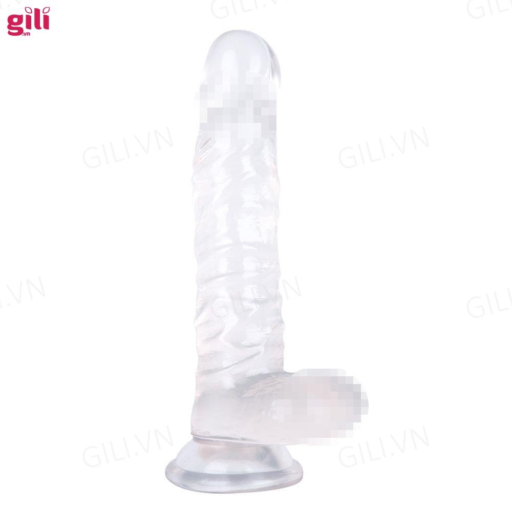 Dương vật giả hít tường silicone trong suốt chính hãng