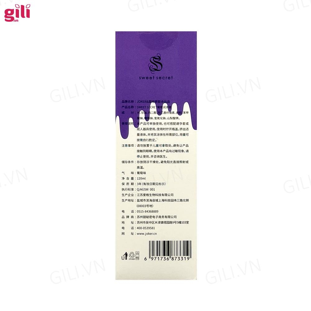 Gel bôi trơn Olo Sweet Secret Fruit Flavour hương nho 120ml chính hãng