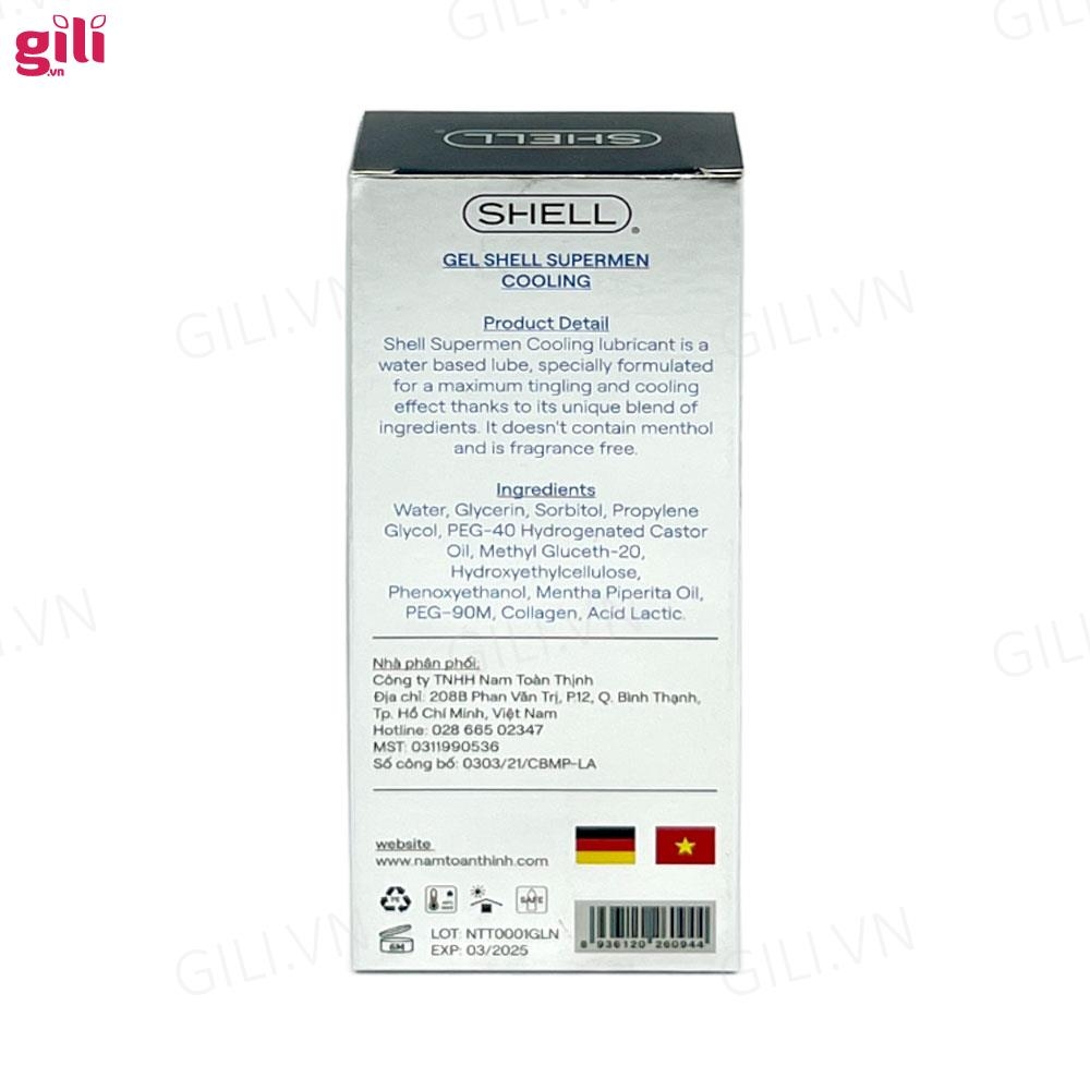 Gel bôi trơn hậu môn Shell Supermen Cooling 90ml chính hãng